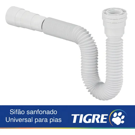 Sifão Flexível Ajustável Multiuso Pia/lavatório/tanque Tigre Cor Branco
