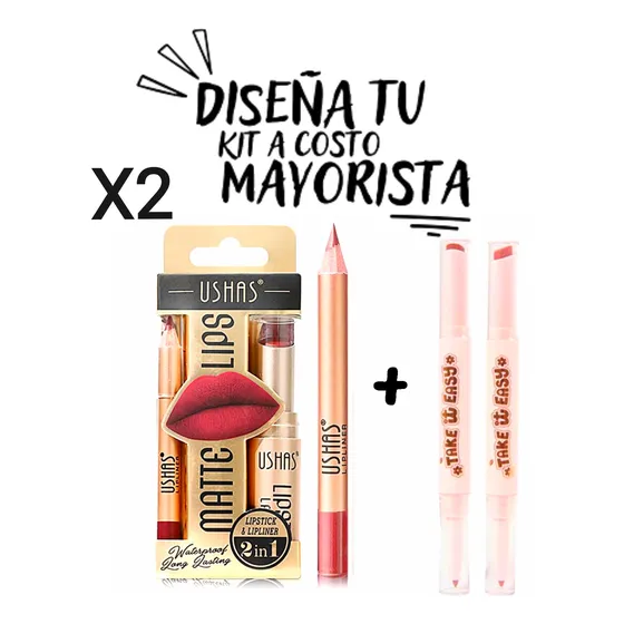 Set Labial Barra Delineador Cajita Plus Ushas