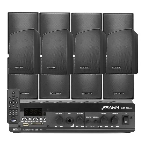 Som Ambiente Bluetooth Frahm Slim 1600 + 12 Caixas Ps200 30w