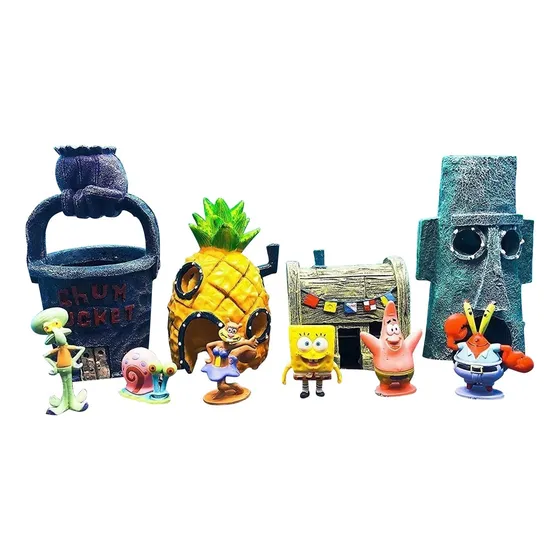 10pcs Casa De Juegos Para Acuario De Bob Esponja