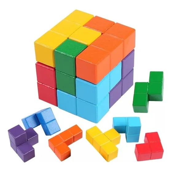 , Cubo Rubik Soma Puzzle Madera Rompecabezas Tridimensional