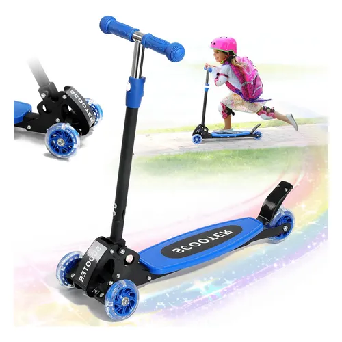 Patinete Para Niños De 3 Ruedas Con Asiento Extraíble, Plegable, Altura Regulable Y Ruedas Luminosas, Para Niños De 3 A 8 Años