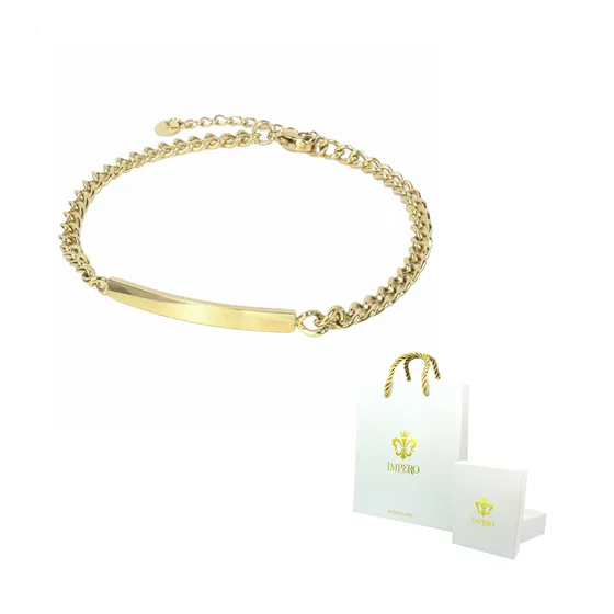Pulsera Placa Hombre Mujer Esclava Delgada Acero Inoxidable