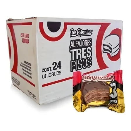 Caixa Alfajor Argentino Negro Las Colonias 24 Unidades