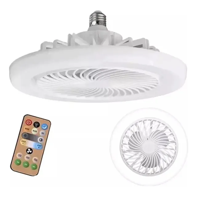 Lampara Foco Ventilador Techo 30 W Para Socket E27 Control R Luz Blanco Frío