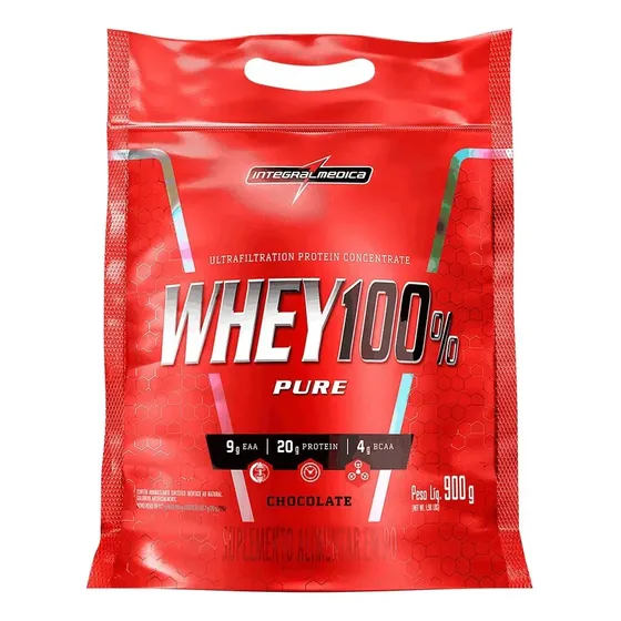 Whey 100% Pure Pouch 900g Chocolate Integralmédica