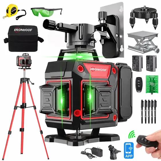 Nível A Laser Verde 16 Linhas Com Tripé 1.2M Profissional 360 Graus