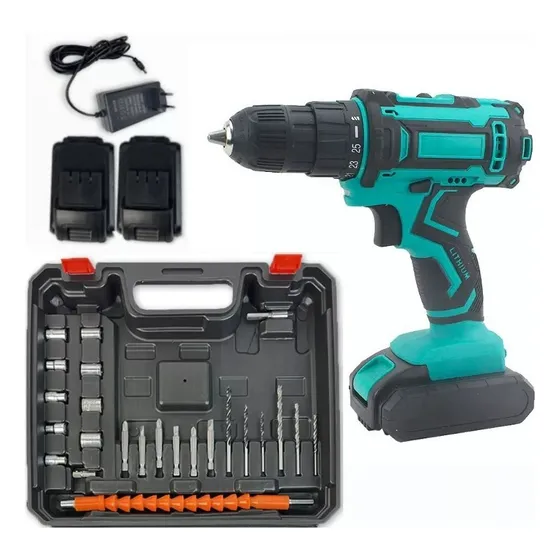Taladro Percutor Inalambrico 2 Baterías Maleta Y Accesorios