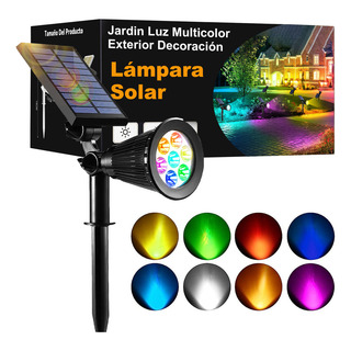 Lámpara Solar Para Jardin Luz Multicolor Exterior Decoración Estructura Negro Lámpara Solar Para Jardin Luz Multicolor Exterior Decoración Estructura Negro