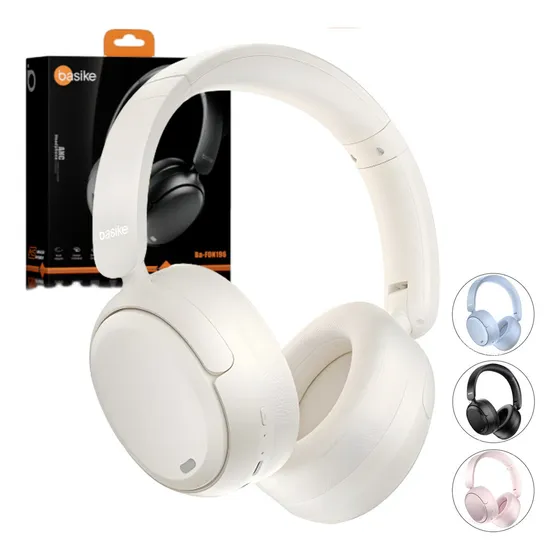 Fone De Ouvido Basike Bluetooth 5.4 Redução De Ruído Cor Branco