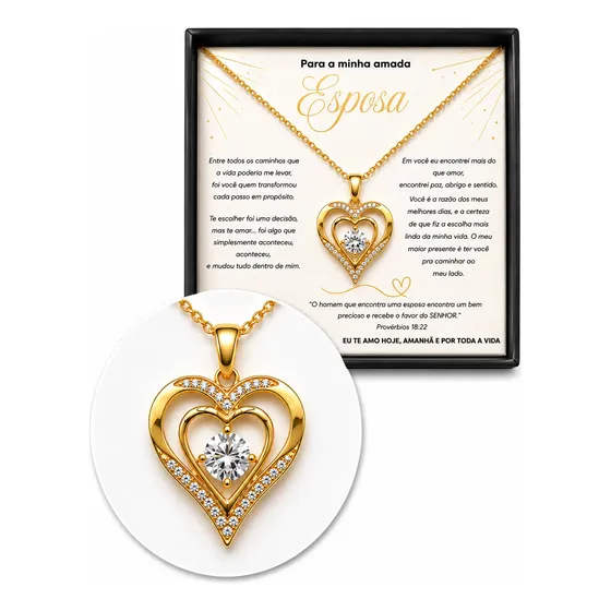 Colar Presente Para Esposa Banhado A Ouro 18k Com Mensagem — foto 2
