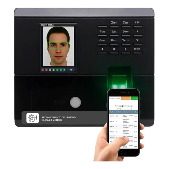 Reloj Checador ZKTeco MB10VL Biometrico Huella Rostro Checadas en la Nube Color Negro