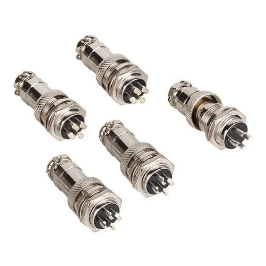 4 Conector Mike 4 Vias Aviação Gx16 4 - Macho E Femea C/ Nf