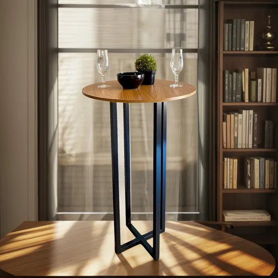Mesa Redonda Alta Para Sacada Estilo Industrial Bistrô 60cm 