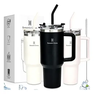 Romantic Crown Copo Térmico Gigante 1,2l Inox Com Tampa E Inox Canudo