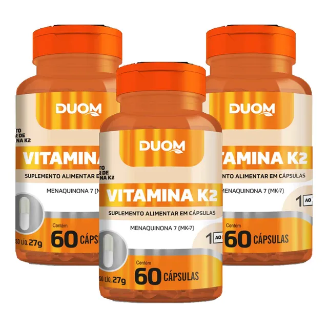 Kit 3x Vitamina K2 Menaquinona 7 Mk7 3x60 Cps Duom