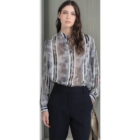 Blusa Con Lazo Y Cordon Fantasia, Azul Liola