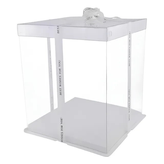 Caja De Acetato. Cajita Transparente Para Tortas Y Regalos.