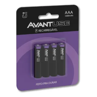Kit 4 Pilhas RecarregĂĄvel Palito Aaa 3a 1.2v 1000mah Cod: 408180016 Avant Use Kit 4 Pilhas RecarregĂĄvel Palito Aaa 3a 1.2v 1000mah Cod: 408180016 Avant Use