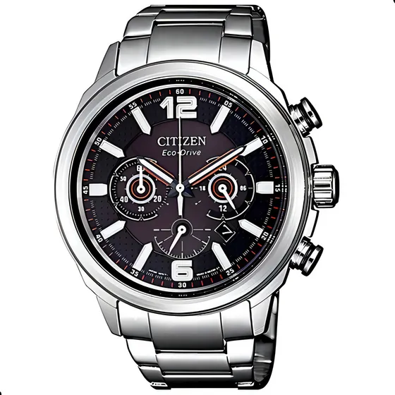 Relógio Masculino Citizen Cronógrafo Eco-drive Tz20911t Cor da correia Prateado Cor do bisel Prateado Cor do fundo Preto