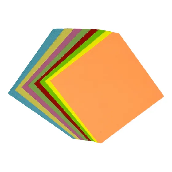 Papel Dobradura Origami Tsuru Fluorescente 8 Cores 15x15cm