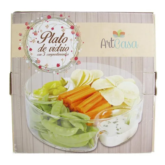 Utensilio Servir Bandeja Pasapalera De Vidrio 25 Cm Diámetro