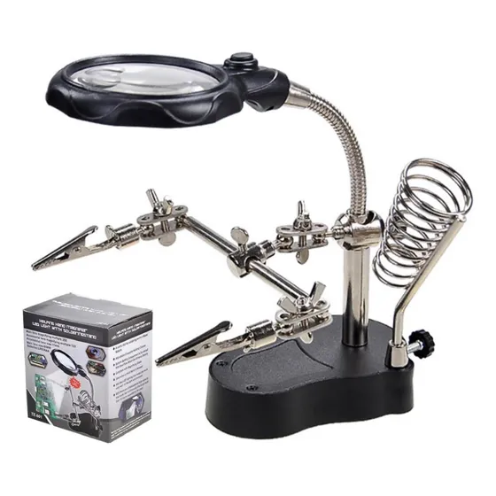 Lupa Con Base De Pinza De Luz Led Para Soldar Reparacion