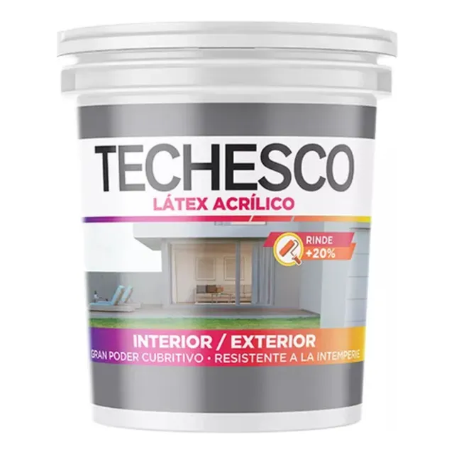 Látex Acrílico Techesco 20lt Interior Exterior Blanco