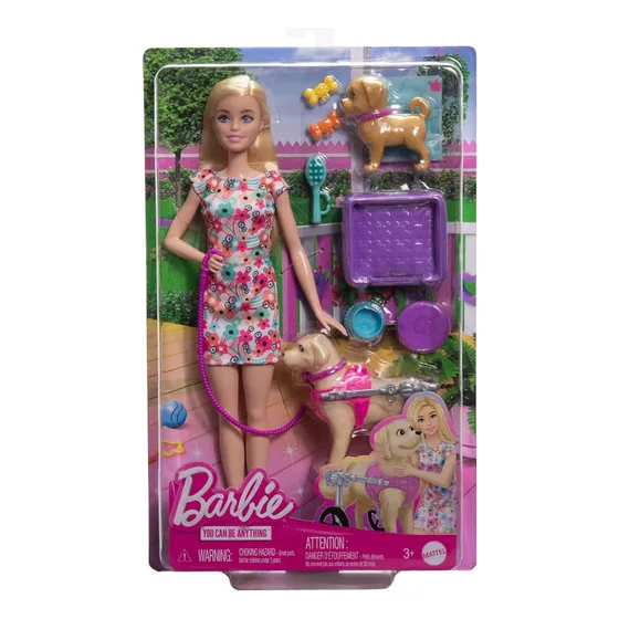 Boneca Barbie Passeio Com 2 Cachorros + Acessórios - Mattel