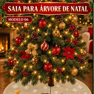 Saia Tapete Base Árvore De Natal Decoração Papai Noel Enfeite Natalino Luxo Modelo 6 Luvinco