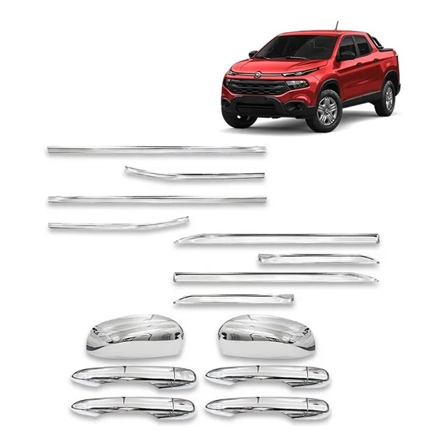 Kit Cromo Fiat Toro Pestana Capa Retrovisor Maçaneta Friso 