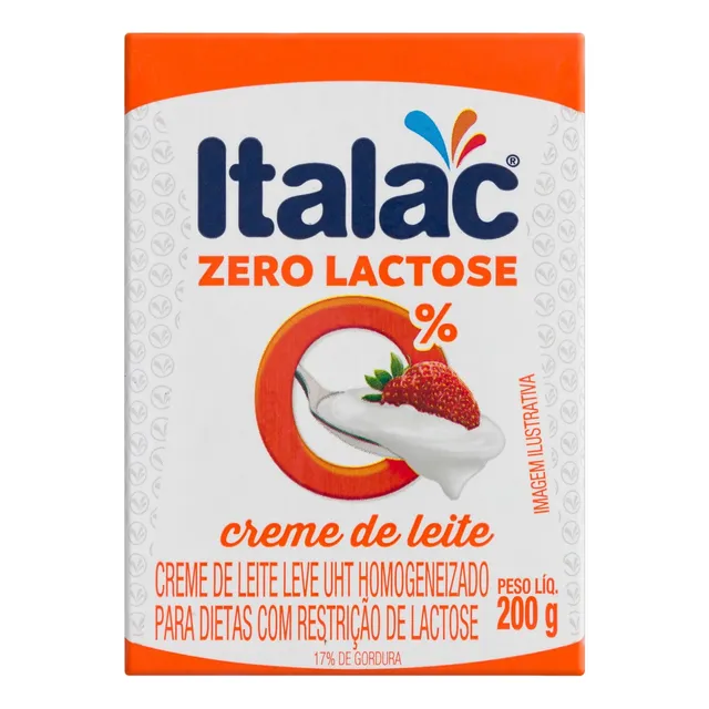 Creme de Leite UHT Leve Homogeneizado Zero Lactose Italac Caixa 200g