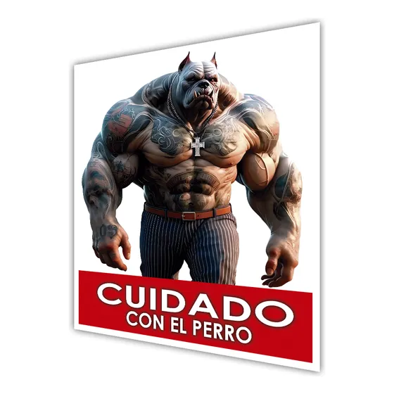 Aviso Cuidado Con El Perro Bravo Cartel Lona Exterior Mc8p