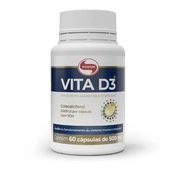 Vita D3 - Vitamina D3 2000ui - 60 Capsulas De 500mg Vitafor