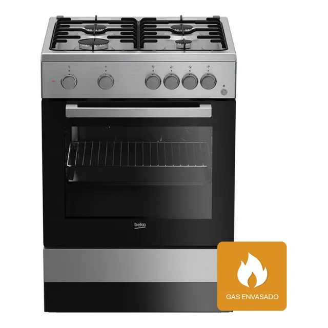 Cocina Beko FSS62010DX color plateado/negro con puerta con visor 220V