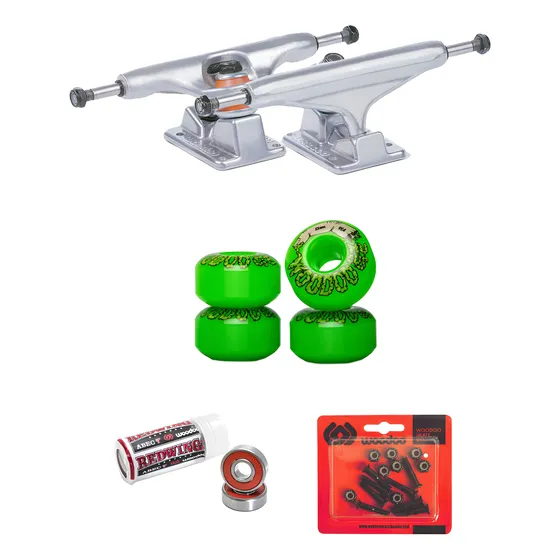 Combo Woodoo Trucks De Skate, Ruedas, Rulemanes Y Tornillos