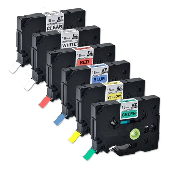 Cinta De Etiqueta Tze-241 Para Brother P-touch 18 Mm 6 Pzs.