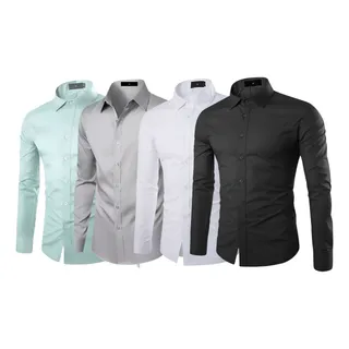Kit 4 Camisa Social Masculina Slim Fit Luxo NĂŁo Amassa Kit 4 Camisa Social Masculina Slim Fit Luxo NĂŁo Amassa