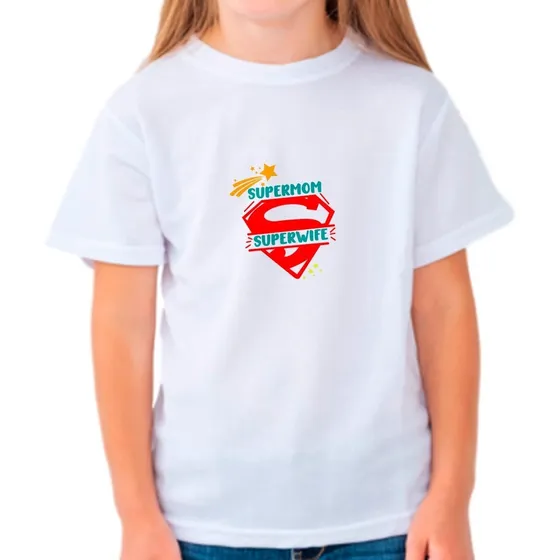 Franela Blanca Para Niños Super Mama / Espsa Sublimada 