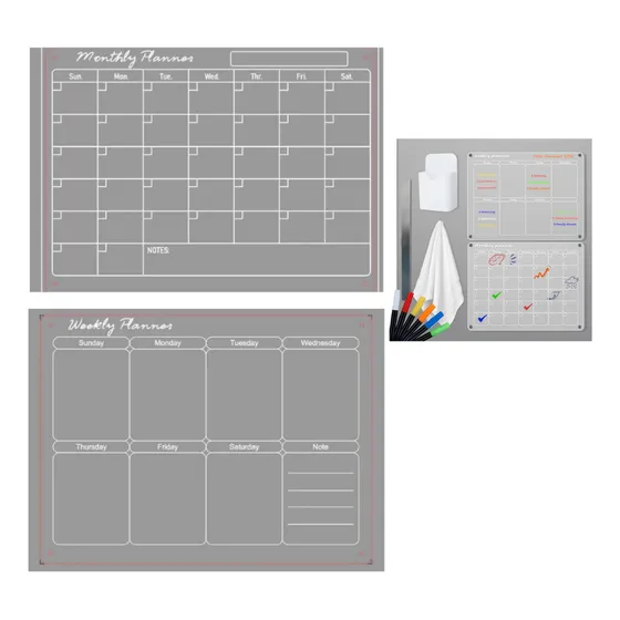 Tablero Planificación Mensual/semanal/en Refrigerador 40*30 Transparente