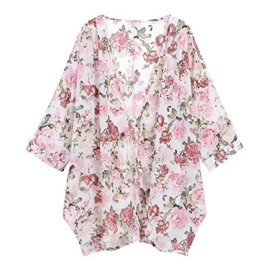 Olrain Mujer Estampado Floral Vajilla Chiffon Suelto Jsq9n