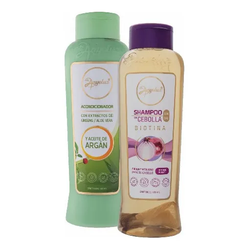 Anyeluz Duo shampoo con cebolla y acondicionador en botella de 500mL por 2 packs de 1L
