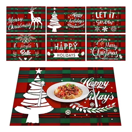 Juego De 6 Manteles Individuales De Navidad Cena(32x 45cm)