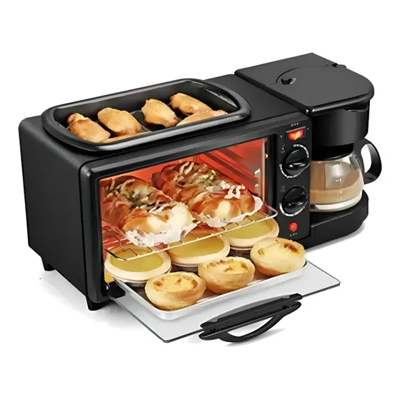 Horno Eléctrico 3 En 1 Cafetera - Plancha\u002Ftostador - Horno Color Negro | Cuotas sin interés