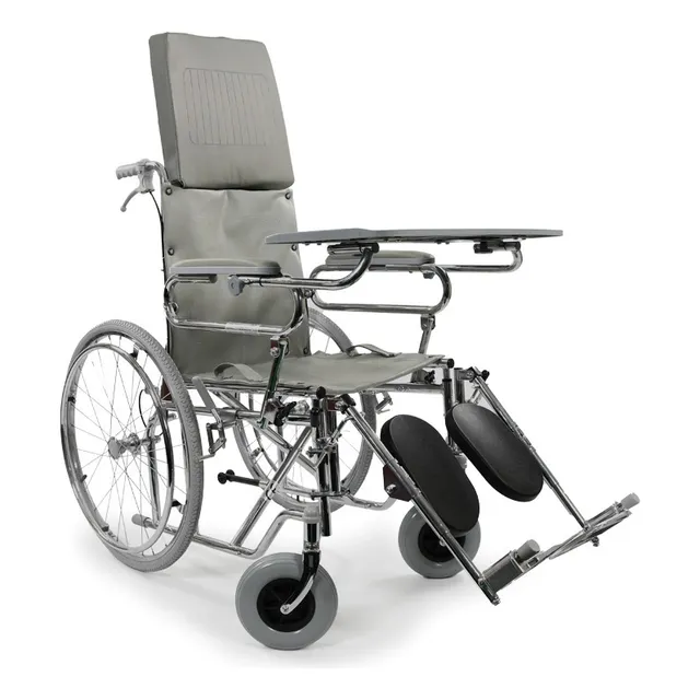 Silla De Ruedas Reclinable Plegable Desmontable Con Mesa