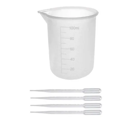 Vaso Silicona Medidor Preparar Resina 100ml + 4 Pipetas 3ml Color Transparente