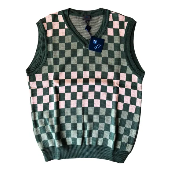Chaleco Pull-over Jacquard Cuadros Tallas S M L Xl