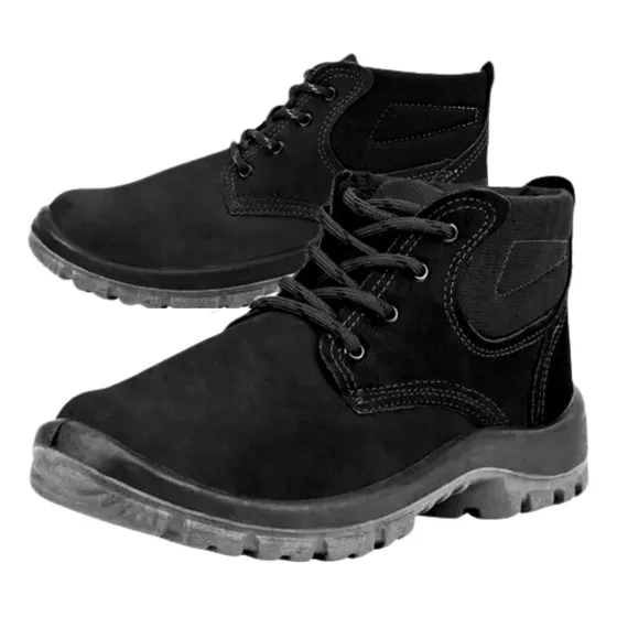 Bota Nobuck Preta 3 Gomos Bico Pvc Numero 39 Crival