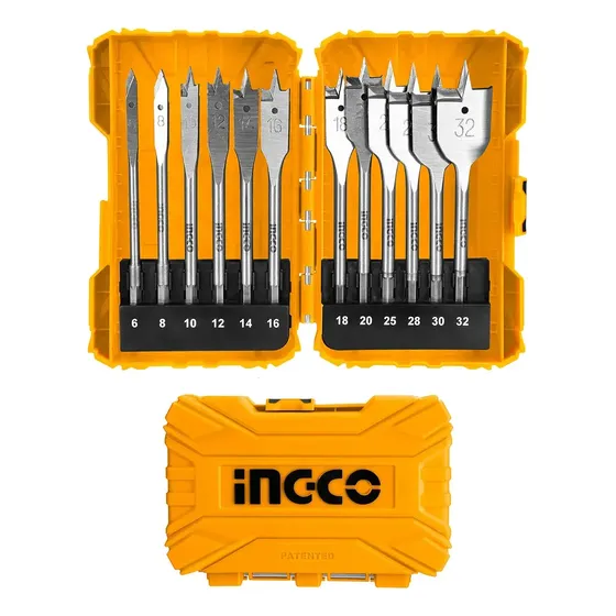 Set De 12 Brocas Planas Para Madera Ingco Akdl1201