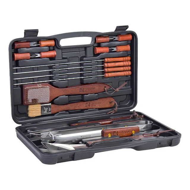 Set Para Parrilla Parrillero Bbq X18 Piezas Maletín